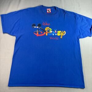 Vintage Walt Disney World Graphic T-Shirt Men’s XL Blue Mickey Inc Logo Tee